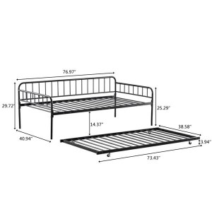 Square Tube Trundle and Bed  Black Twin