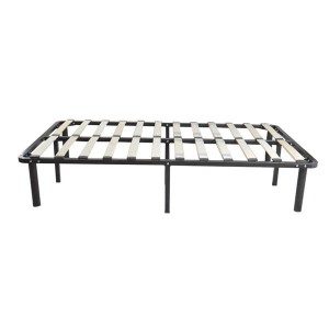 74*38*14 Wooden Bed Slat and Metal Iron Stand Twin Size Iron Bed Black