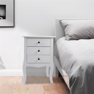 European Bedside Table-Three Pumps White