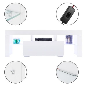 Elegant Household Decoration LED TV Cabinet with Single Drawer White