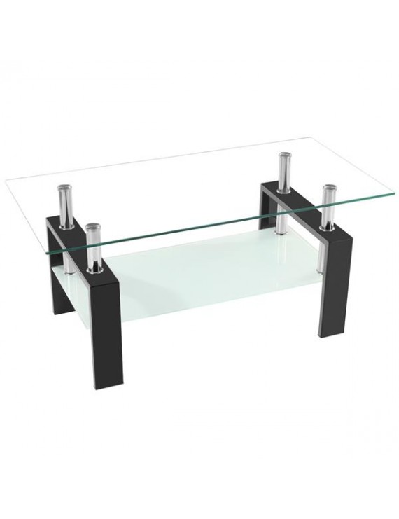 Arc Shaped Two Tiers Tempered Glass Coffee Table