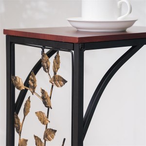 54*30.5*21CM Leaf Pattern Iron Side Table Coffee Table Brown