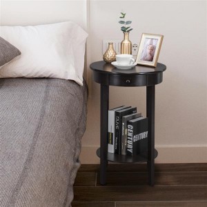 Simple Round With Drawer Side Coffee Table Brown