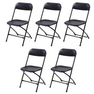 5pcs Portable Plastic Folding Chairs Black