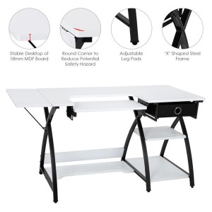 Oshion SCT-57 Sewing Machine Table Cutting Table Worktable Computer Table- White