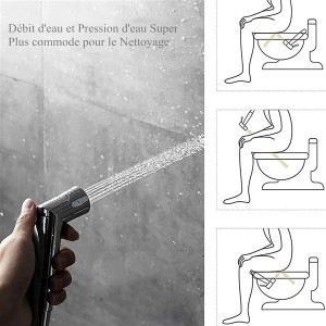 SADALAK Easy to Install Hand Held Bidet Toilet Sprayer with 49 Inches Extended Replacement Hose Hand Held Cloth Diaper Sprayer for Bathroom Toilet Cleaning
